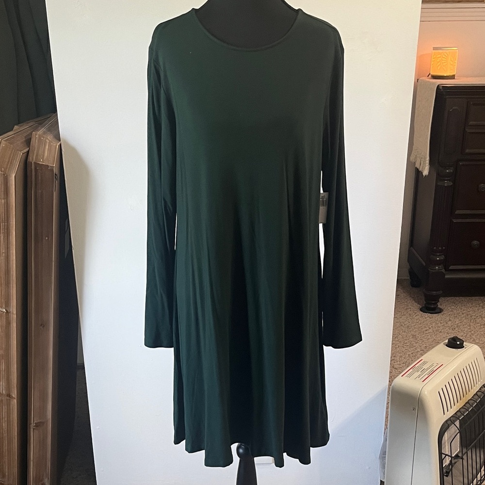 Old Navy Dark Green Long Sleeve Dress